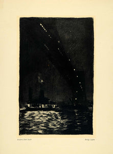 1911 Print Bridge Lights Frederic Dorr Steele Architecture Sea Ship Boat XDA4