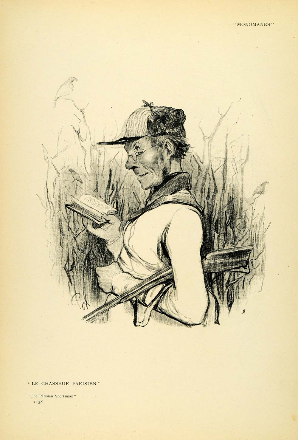 1904 Print Honore Daumier Parisian Paris Sportsman Hunting French XDA5