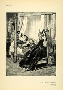 1904 Print Paul Gavarni French Art Women Relaxing Spanish Story Teller XDA5