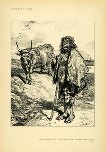1904 Print Paul Gavarni Thomas Vireloque Masques Visages French Art Cattle XDA5