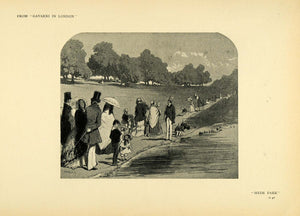 1904 Print Paul Gavarni French Art Hyde Park London Afternoon Stroll XDA5