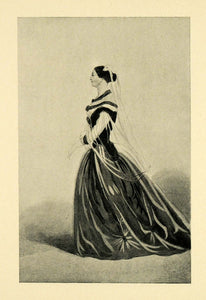 1904 Print Paul Gavarni French Art Victorian Dress Fashion Woman Side XDA5