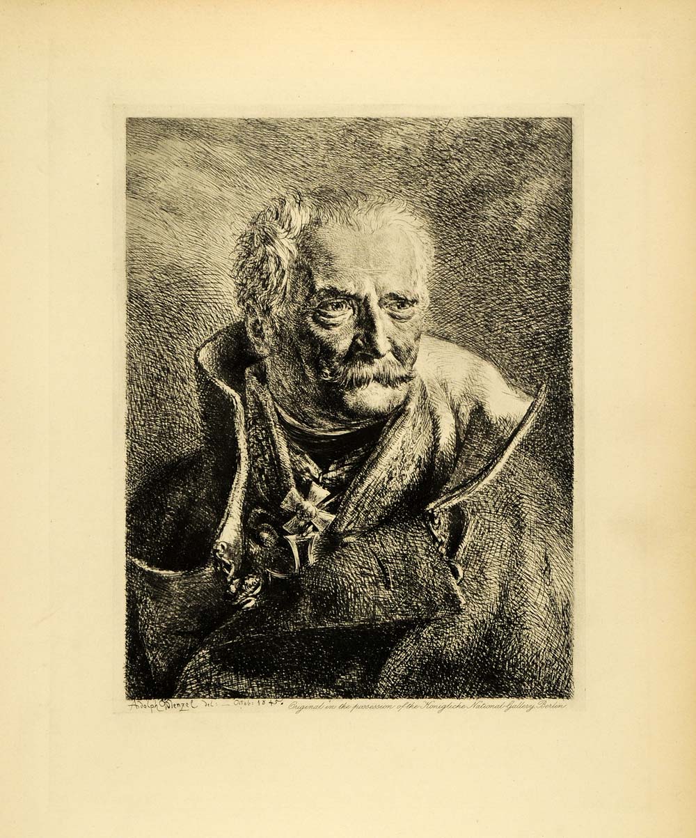 1920 Photogravure Adolph Menzel Art General Gebhard Leberecht von Blucher XDA7