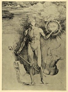 1920 Print Albrecht Durer Artwork Nude Apollo Mythology God Mythical XDA7