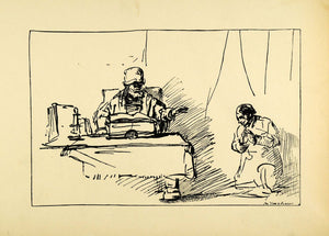 1920 Wood Engraving Rembrandt Artwork Unfaithful Servant Sketch XDA7