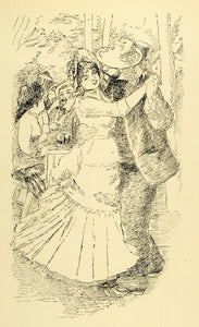 1920 Wood Engraving Renoir Art Elle Valasit Bar Tavern Dancers Dancing XDA7