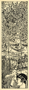 1920 Wood Engraving Schmidt Helmbrechts Artwork Spring Lovers Botanical XDA7