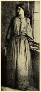 1920 Print Dante Gabriel Rossetti Portrait Miss Elizabeth Eleanor Siddal XDA7