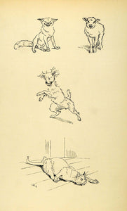 1920 Wood Engraving Randolph Caldecott Art Fox Lamb Mad Dog Cat Creeping XDA7