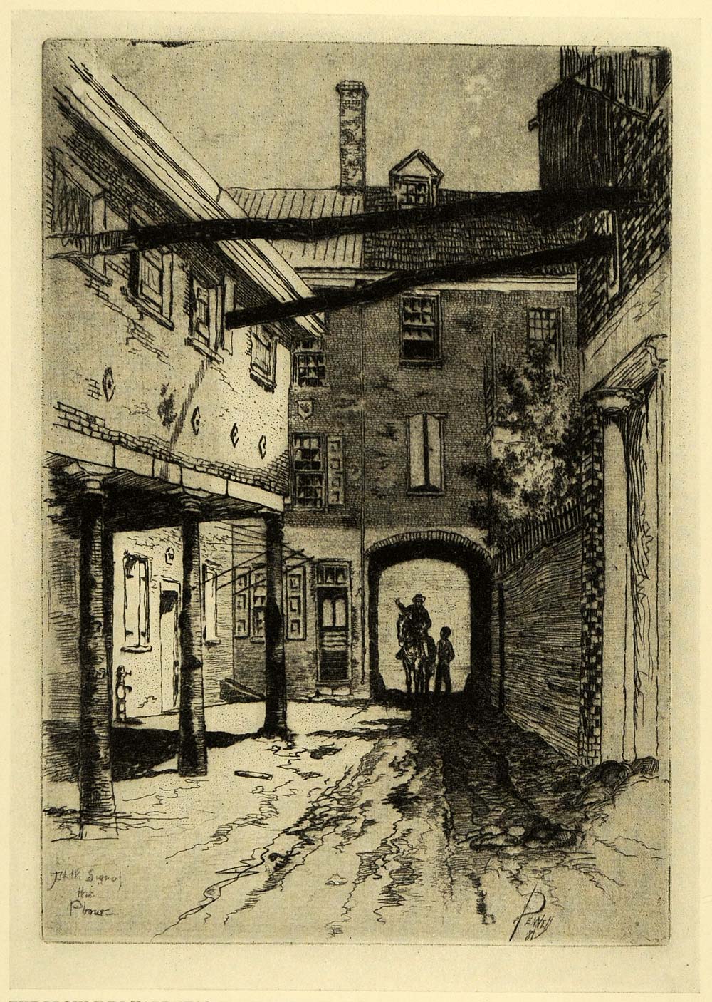 1925 Print Plow Inn Yard Philadelphia Joseph Pennell Second Street XDA8