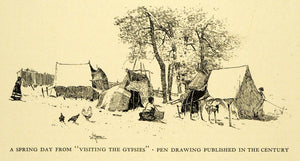1925 Wood Engraving Spring Day Visiting Gypsies Joseph Pennell Philadelphia XDA8