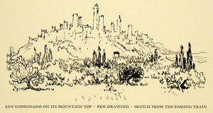 1925 Print San Gimignano Mountain Italy Joseph Pennell Cityscape Landscape XDA8