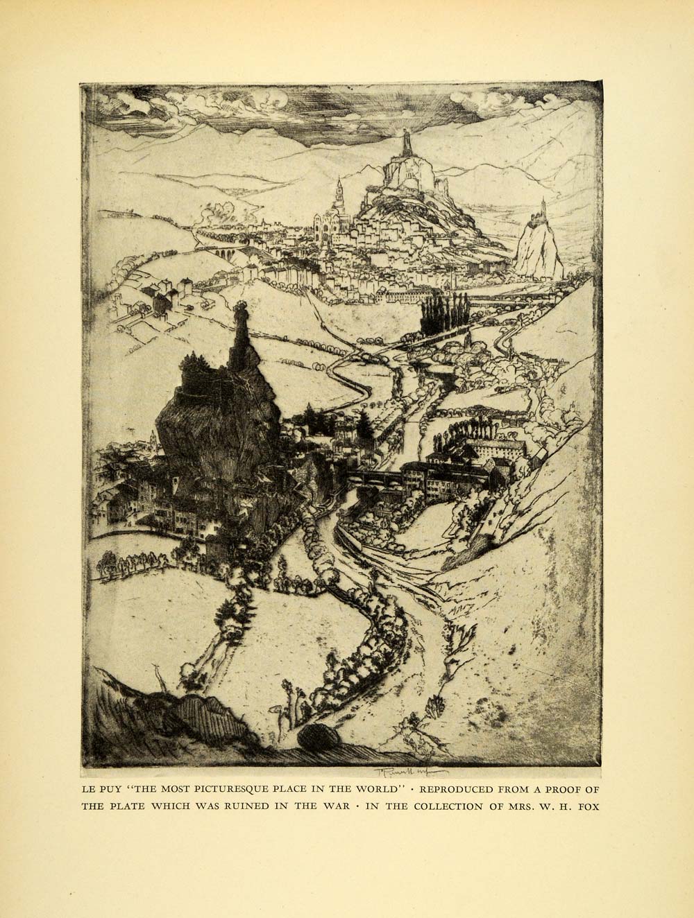 1925 Print Le Puy Picturesque Place World Joseph Pennell Landscape XDA8