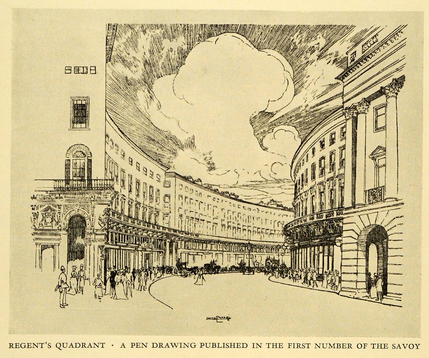 1925 Print Regents Quadrant London England Joseph Pennell Architecture John XDA8