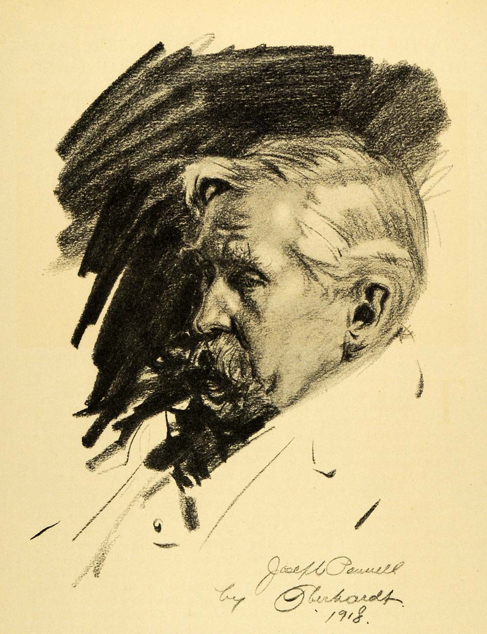 1925 Print Joseph Pennell William Oberhardt Portrait Drawing Charcoal XDA8
