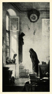 1928 Print Carl Spitzweg Cactus Friend Clock Morning German Romanticist XDB2