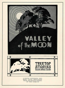 1929 Print Poster Cover Decorative Tree Valley Moon Treetop Hill Silhouette XDB3