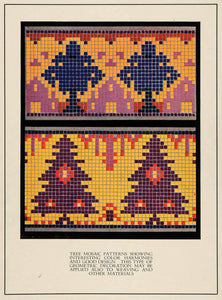 1929 Print Tree Mosaic Patterns Design Decoration Weaving Silhouette XDB3