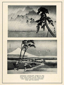 1929 Print Japanese Landscape Subjects Rain Tree Wind Island Illustration XDB4