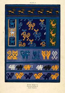 1926 Print Animal Designs Peruvian Indians South America Pattern Decorative XDB5