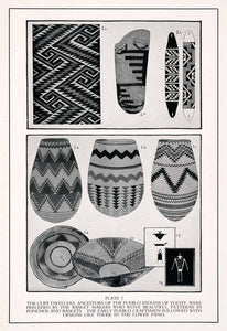 1932 Print Pueblo Indians Basket Woven Pattern Native American Traditional XDB6