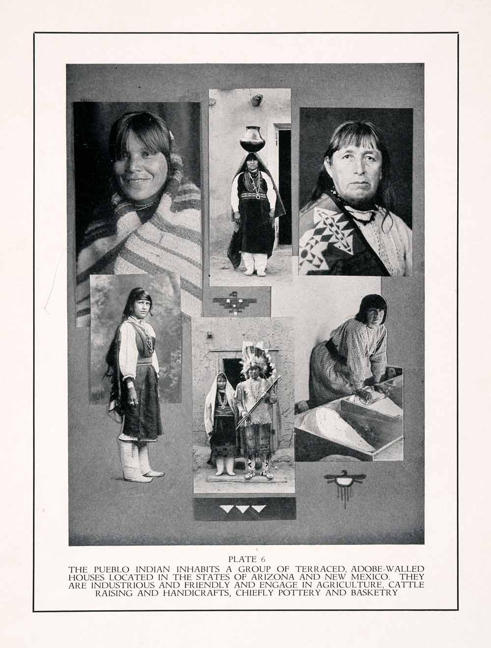 1932 Print Pueblo Indian Native American Indigenous Costume Ethnic XDB6
