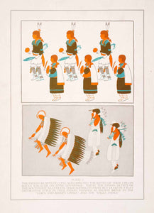 1932 Print Native American Indian Eagle Dance Indigenous Art Traditional XDB6