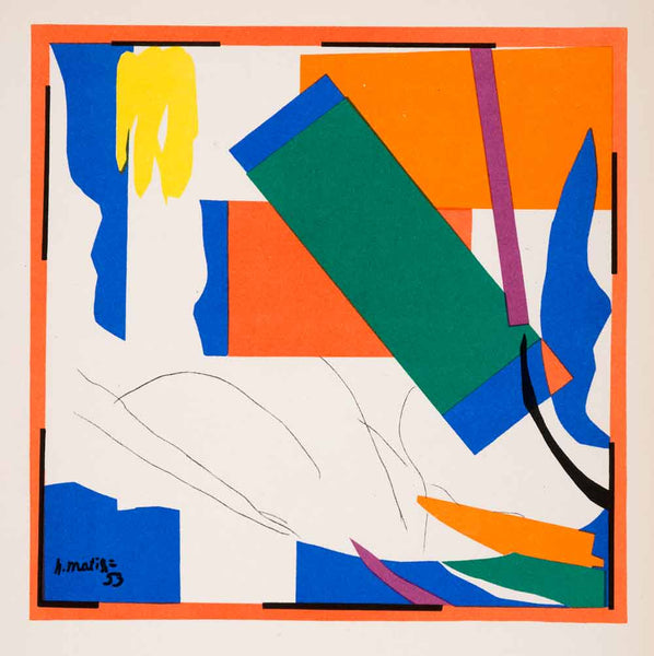 1969 Lithograph Henri Matisse Abstract Paper Cutout Art Souvenir