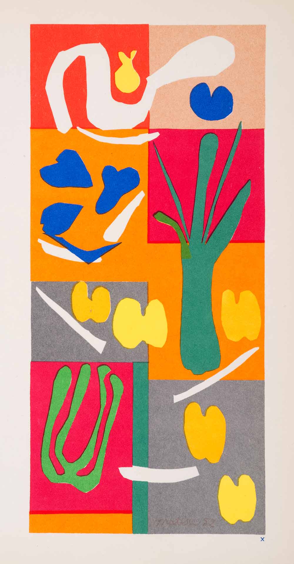 1969 Color Lithograph Henri Matisse Abstract Art Vegetables Modern Paper Cutout