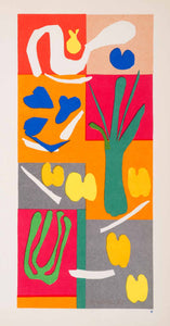 1969 Color Lithograph Henri Matisse Abstract Art Vegetables Modern Paper Cutout