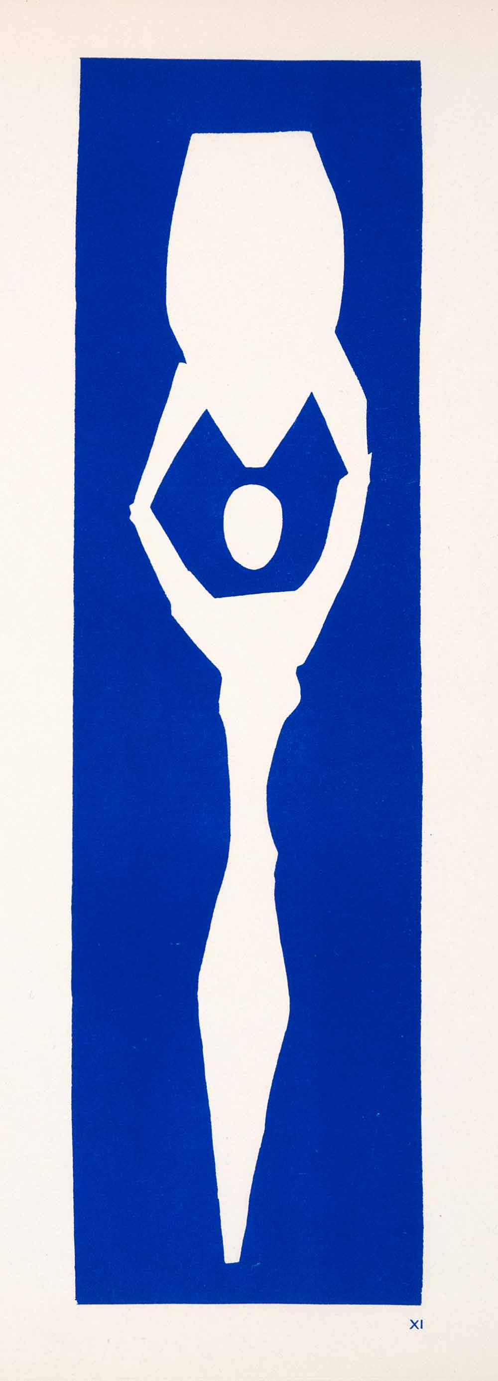 1969 Lithograph Henri Matisse Blue Nude Woman Female Vase Abstract Modern Art
