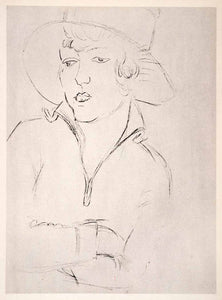 1969 Photolithograph Henri Matisse Girl's Head Portrait Pencil Sketch Modern Art