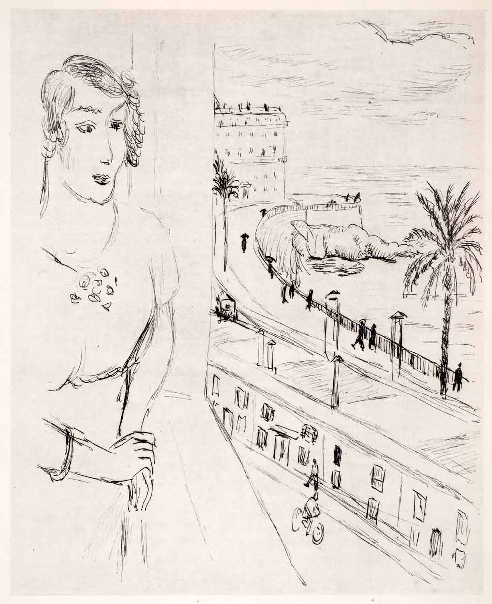 1969 Photolithograph Henri Matisse Art View from the Window Pen Sketch Modern