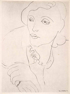 1969 Photolithograph Henri Matisse Pencil Sketch Head of a Woman Portrait Art