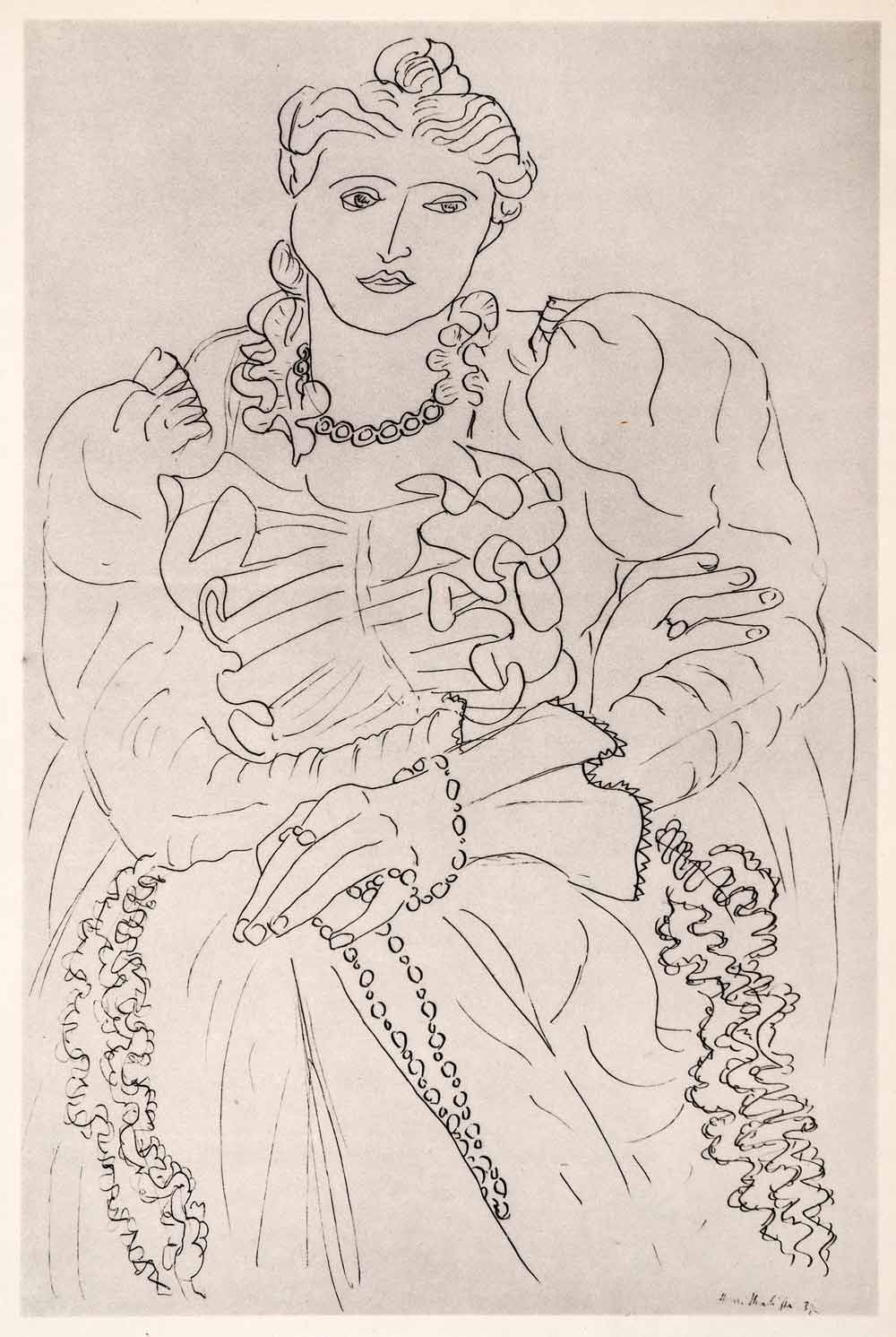 1969 Photolithograph Matisse Young Girl in an Armchair Portrait Abstract Art