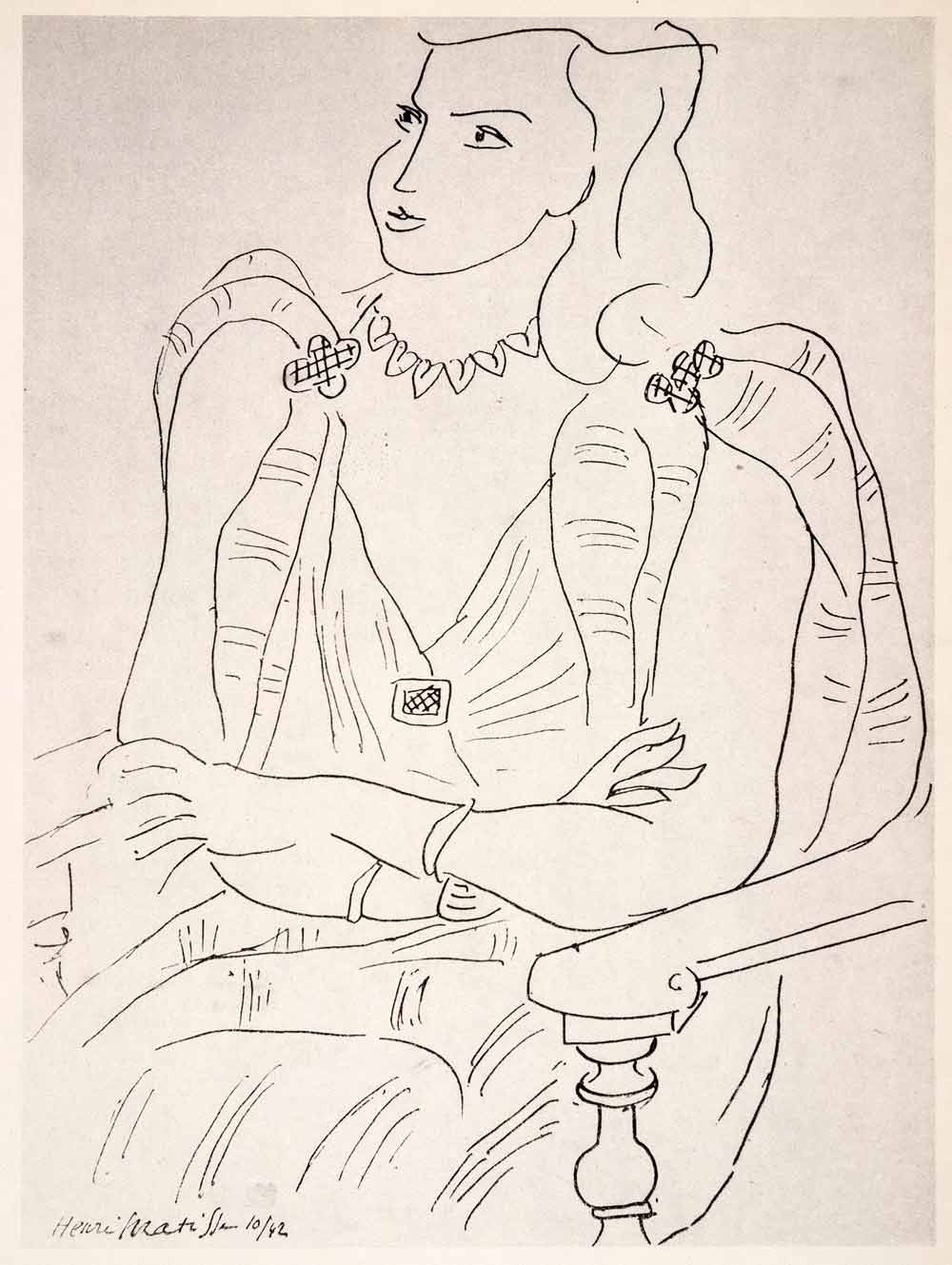 1969 Photolithograph Henri Matisse Girl in an Armchair Monique Abstract Art