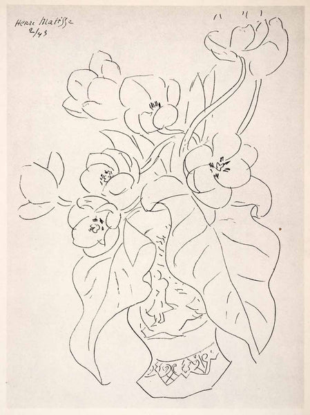 1969 Photolithograph Henri Matisse Art Flowers Vase