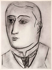 1969 Photolithograph Matisse Art Guillaume Apollinaire Portrait Face French Poet