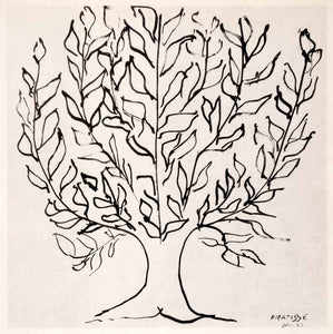 1969 Photolithograph Henri Matisse Bush Tree Chinese Ink Pen Sketch Modern Art