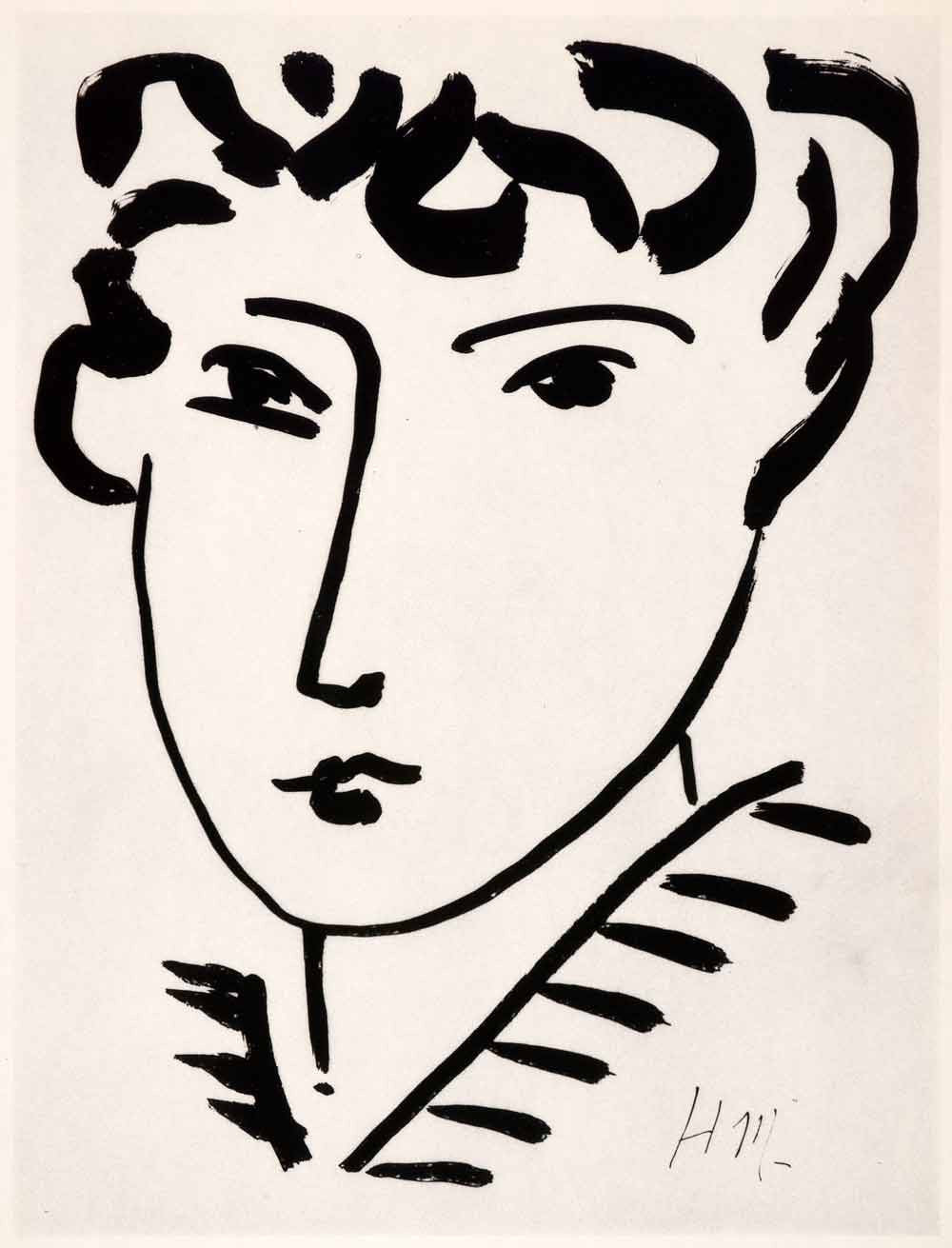 1969 Photolithograph Henri Matisse Girl's Head I Woman Face Portrait Modern Art - Period Paper
