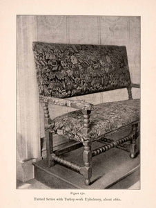 1901 Halftone Print Settee Turkey Upholstery Furniture Seating Chair XDB8