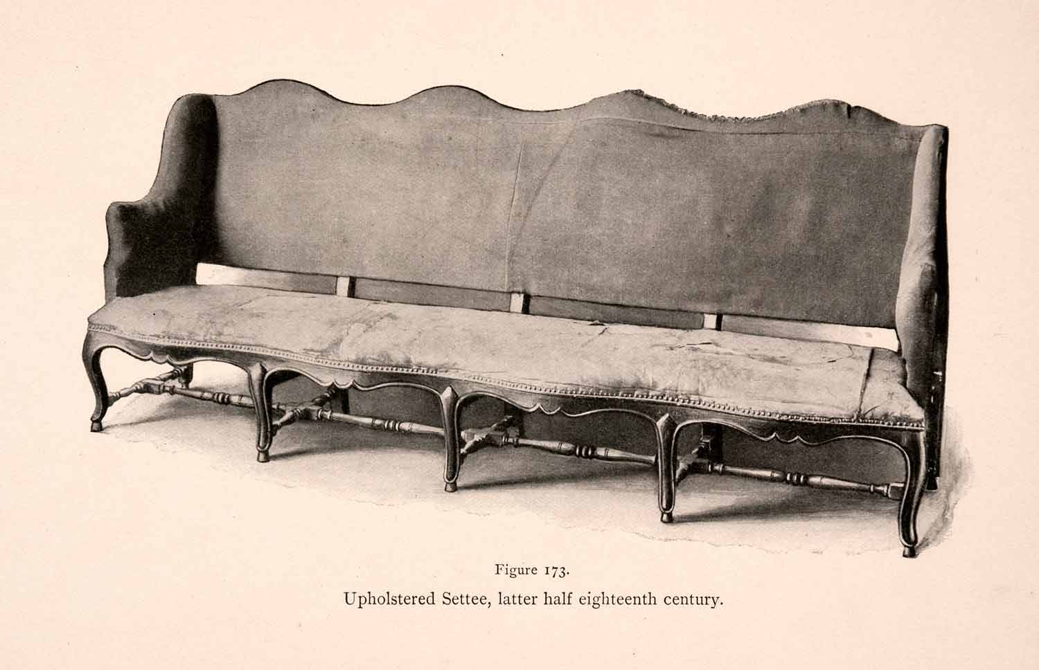 1901 Halftone Print Upholstery Settee Furniture Household Seating XDB8