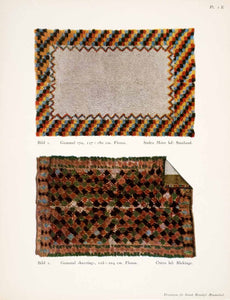 1950 Color Print Swedish Flossa Woven Carpet Rya Smaland Blekinge Shag Rug XDB9