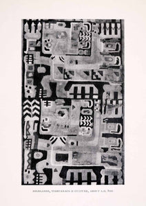 1930 Halftone Print Bolivia Tiwanaku Tiahuanaco Fabric Textile Shirt Bird XDC1