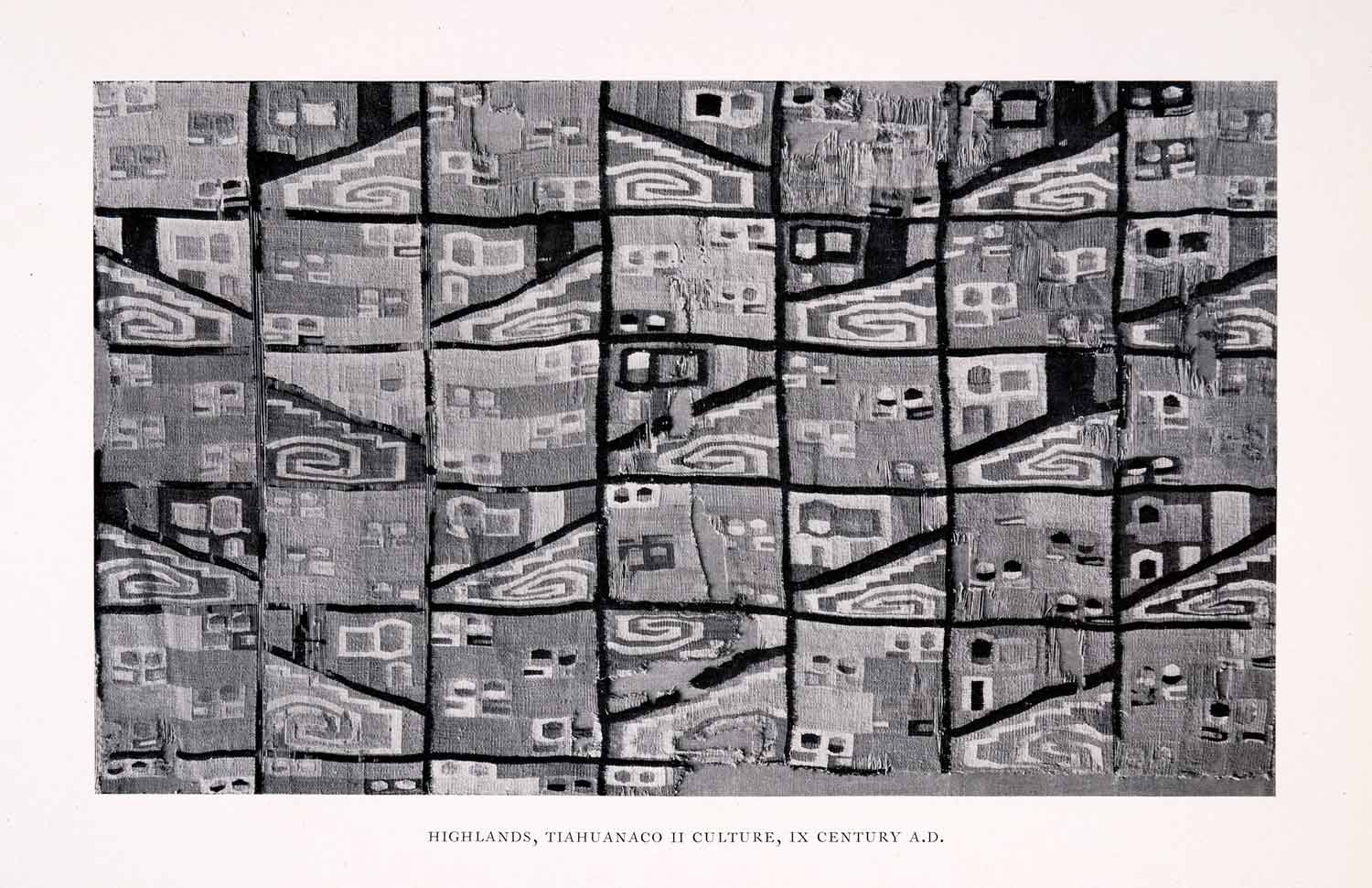 1930 Halftone Print Bolivia Tiahuanaco Tiwanaku Pre-Colombian Textile XDC1