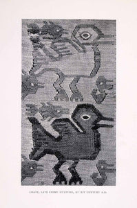1930 Halftone Print Textile Fabric Chimu Chimor Peru Trujilo Moche Costume XDC1