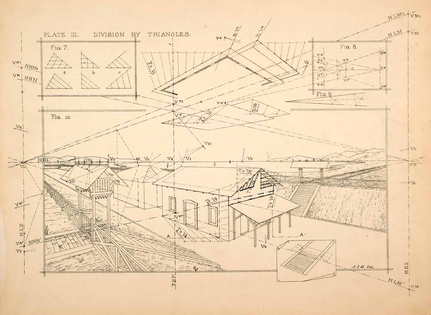 1882 Wood Engraving Division Triangle William Robert Ware Architect Horizon XDC3