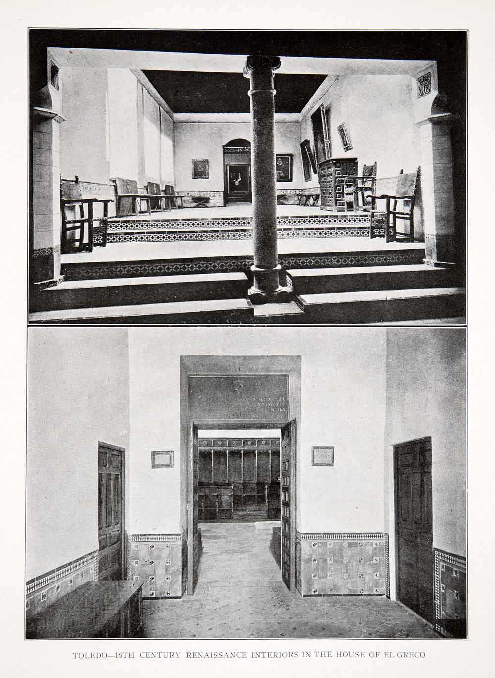 1925 Print El Greco Home Toledo Spain Interior Galleria Architecture XDC5