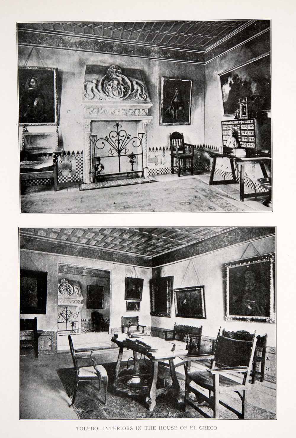1925 Print House Home Interior El Greco Toledo Spain Historic Architecture XDC5