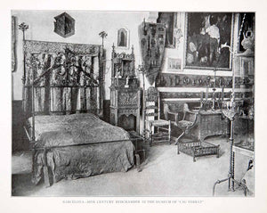 1925 Print Bedroom Chamber Cau Ferrat Interior Stiges Barcelona Spain XDC5